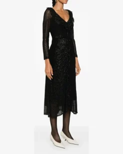 Gepunktetes Tüllkleid - Schwarz