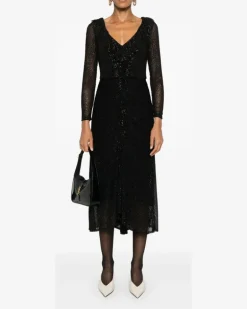 Gepunktetes Tüllkleid - Schwarz
