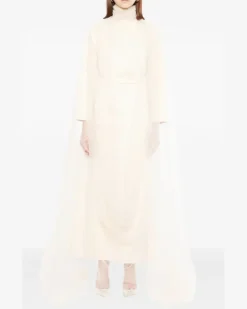 Gerafftes Tüllkleid - Nude
