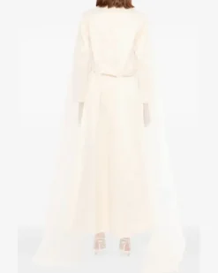 Gerafftes Tüllkleid - Nude