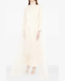 Gerafftes Tüllkleid - Nude