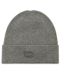 Gerippte Beanie-Mütze mit D-Stickerei - Mützen - Unisex - Grau