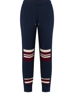Gerippte Jogginghose mit Streifen-Detail Black