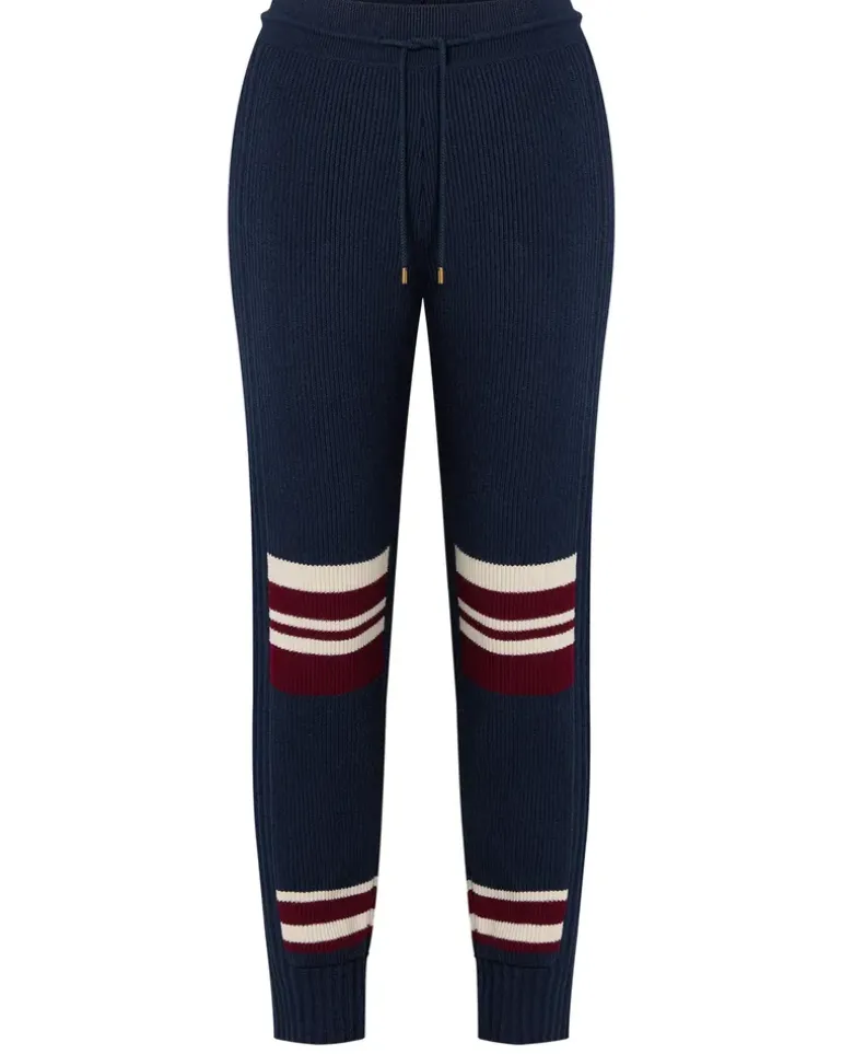 Gerippte Jogginghose mit Streifen-Detail Black