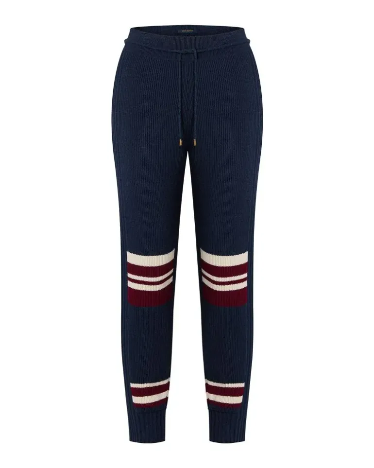 Gerippte Jogginghose mit Streifen-Detail Black