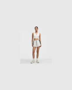 Gerippter Tennis-Longline-BH mit Kragen Mittlerer Halt für B/C-Cups für Frauen – Größe in Weiß