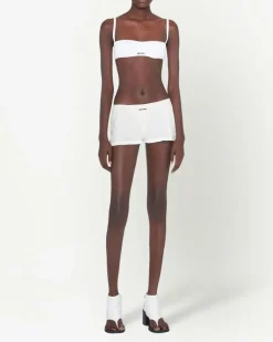 Gerippte Shorts - Weiß