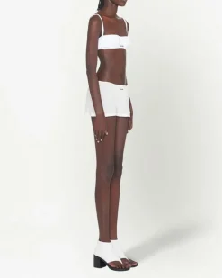Gerippte Shorts - Weiß