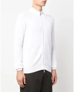 Gerippte Sweatshirtjacke - Weiß