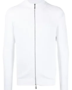 Gerippte Sweatshirtjacke - Weiß