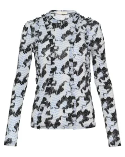 Gerüschtes Clover Langarmshirt - Blau