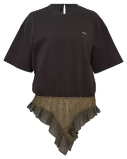 Gerüschtes Panty Oberteil - Braun