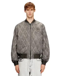 Gesteppte Bomberjacke mit Argyle-Muster - Jacken - Herren - Grau