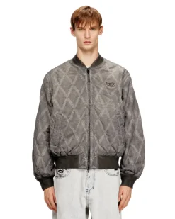 Gesteppte Bomberjacke mit Argyle-Muster - Jacken - Herren - Grau
