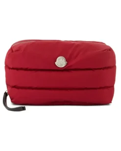 Gesteppte Caradoc Kosmetiktasche mit Logo-Schild - Rot