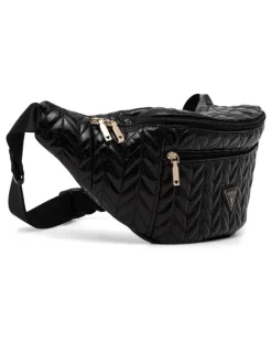 Gesteppte Gürteltasche mit Zickzackmuster - Schwarz