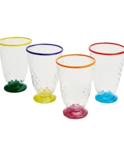 Gestepptes Glas mit Kontrastdetails (4er-Set) - Nude