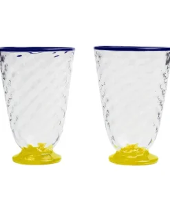 Gestepptes Glas mit Kontrastdetails (2er-Set) - Nude