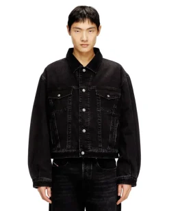 Gesteppte Truckerjacke aus Denim - Denim jacken - Unisex - Schwarz