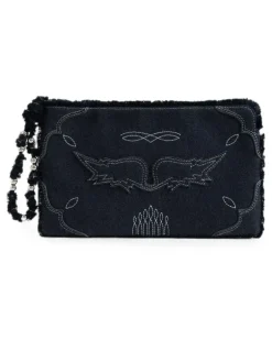 Gestickte ausgefranste Reisetasche - Blau