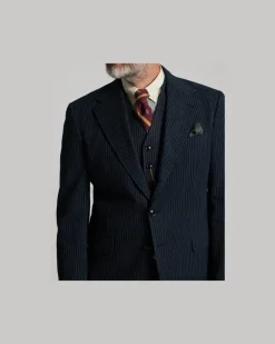 Gestreifte Fischgrat-Anzugjacke Blue