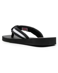 Gestreifte Flip-Flops mit Logo - Schwarz