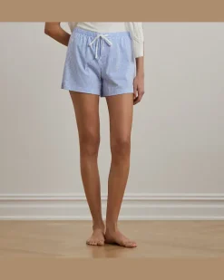 Gestreifte Pyjamashorts aus Baumwolljersey Blue