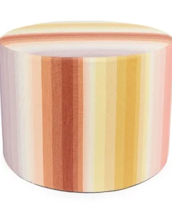 Gestreifter Oceania Hocker - Rosa
