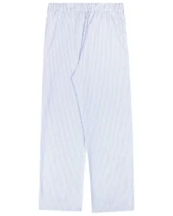 Gestreifter Pyjama mit Stickerei - Blau