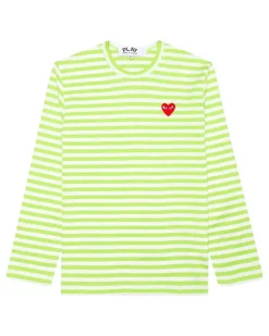 Gestreiftes Langarmshirt mit Herz-Logo - Grün
