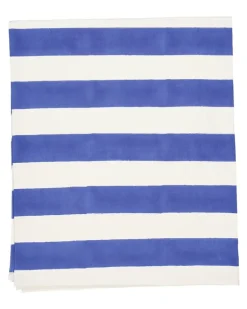 Gestreifte Tischdecke mit Block-Print - Weiß