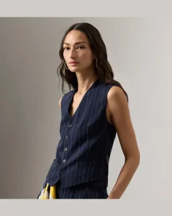 Gestreifte Wollweste Jaiden Blue
