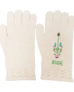 Gestrickte Handschuhe mit Logo - Nude