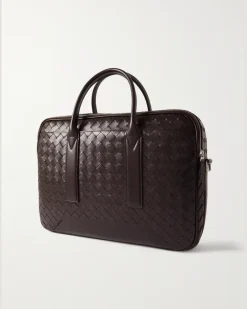 Getaway Intrecciato Leather Briefcase Brown
