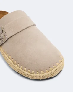 Gewebte Clogs Mellow aus Veloursleder Beige