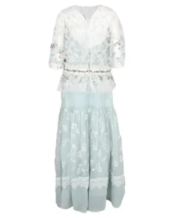 Gilga Tüllkleid mit Stickerei - Blau