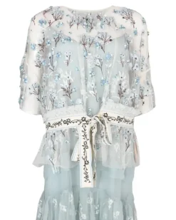 Gilga Tüllkleid mit Stickerei - Blau