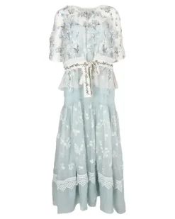 Gilga Tüllkleid mit Stickerei - Blau