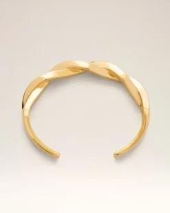 Goldfarbenes Armband aus Messing mit Flechtstruktur Gelb Unisex