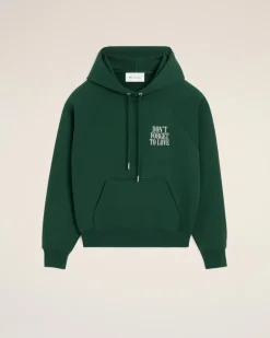 Grüner Hoodie aus Baumwolle „Don't forget to love“ Grün Unisex Bottle