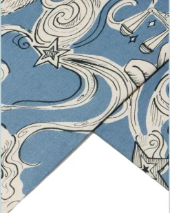 Große Cosmos Tischdecke aus Leinen - Blau
