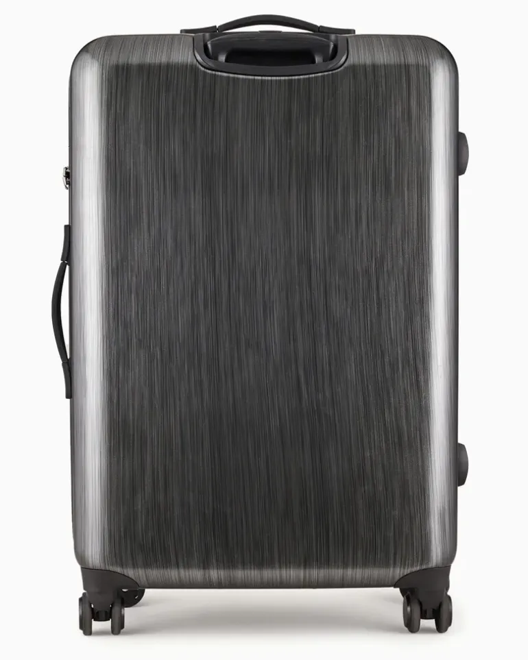 Großer Trolley aus ABS mit Maxi-Adler in Relief-Optik Grau