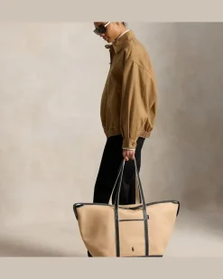 Große Shopper-Tragetasche aus Segeltuch White
