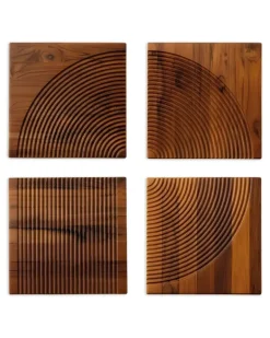Grooved Teak Schneidebrett (4er-Set) - Braun