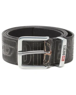 Gürtel aus Leder mit 4 cm Logo - Gürtel - Herren - Schwarz
