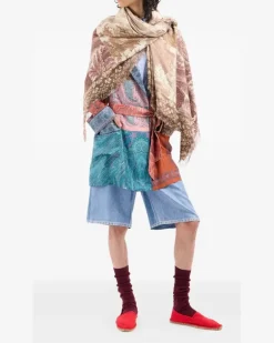 Gürtel-Kimono mit Paisley-Print - Blau