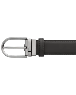 Gürtel mit hufeisenförmiger Schließe mm aus Leder - Schwarz - Leder - MB128770 - Gürtel
