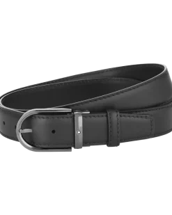 Gürtel mit hufeisenförmiger Schließe mm aus Leder - Schwarz - Leder - MB128770 - Gürtel