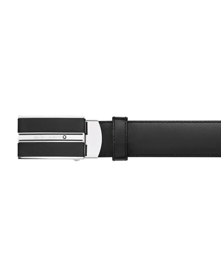 Gürtel Montblanc Plate mm mit Schiebeverschluss aus Leder - Schwarz - MB118421 - Gürtel