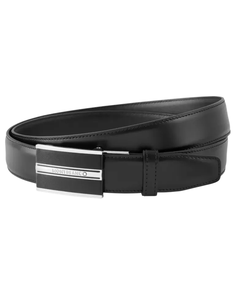 Gürtel Montblanc Plate mm mit Schiebeverschluss aus Leder - Schwarz - MB118421 - Gürtel
